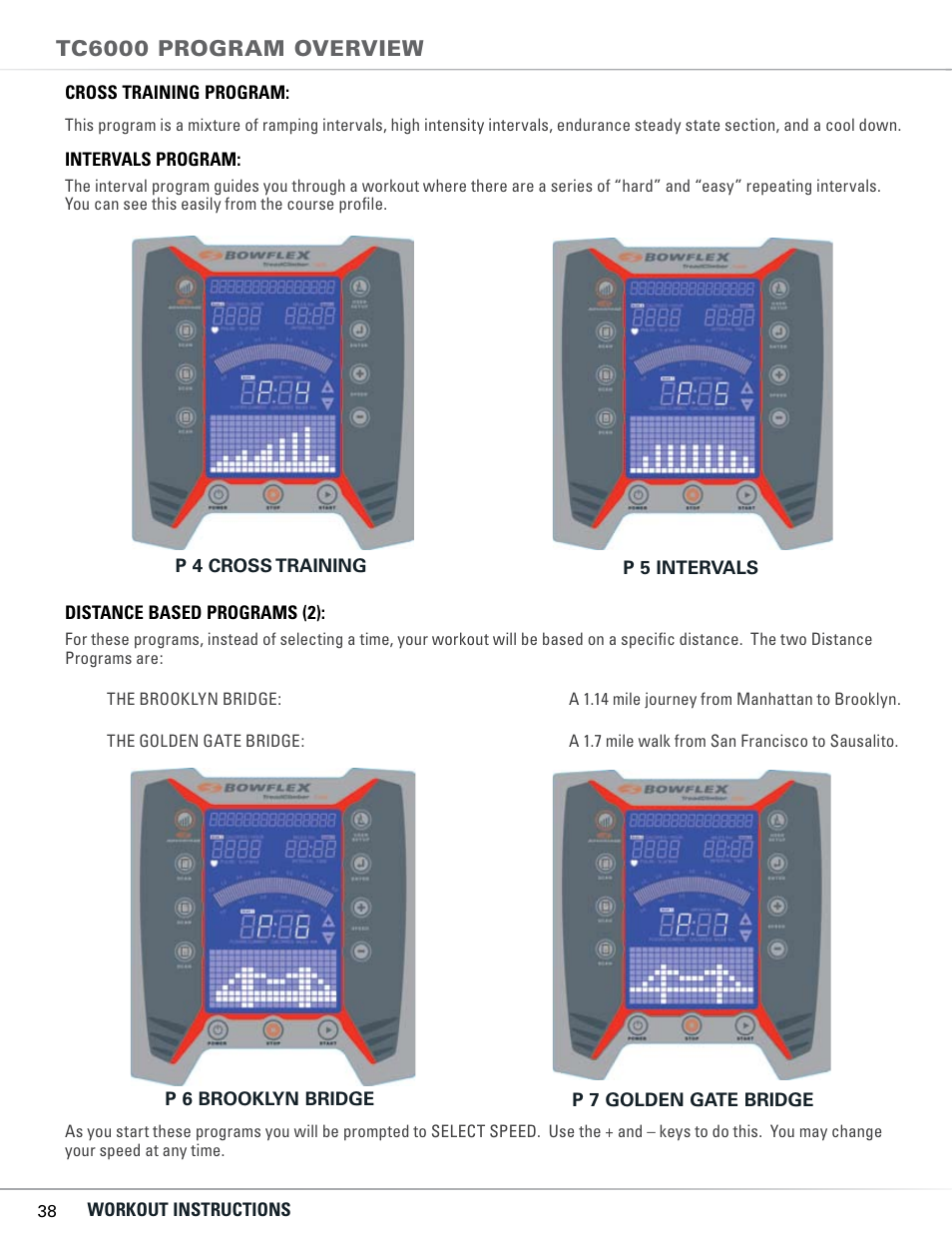 Tc6000 program overview | Bowflex TC5300 User Manual | Page 42 / 76