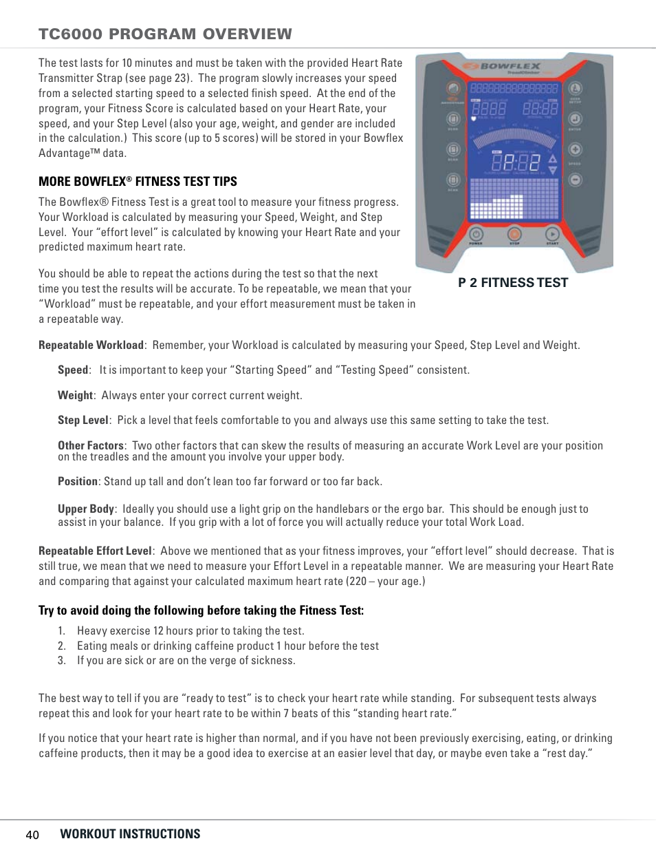 Tc6000 program overview | Bowflex TC5300 User Manual | Page 44 / 76