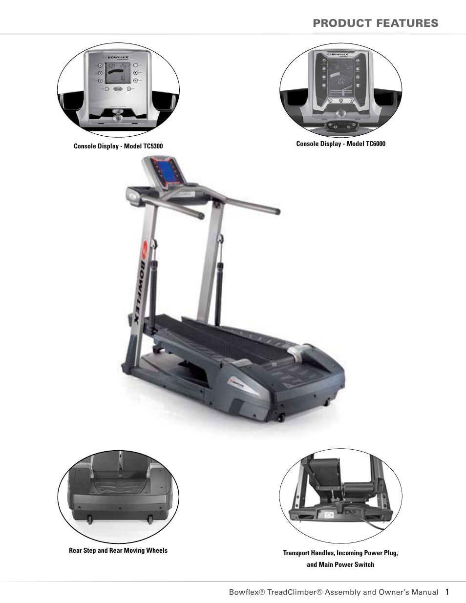 Product features | Bowflex TC5300 User Manual | Page 5 / 76