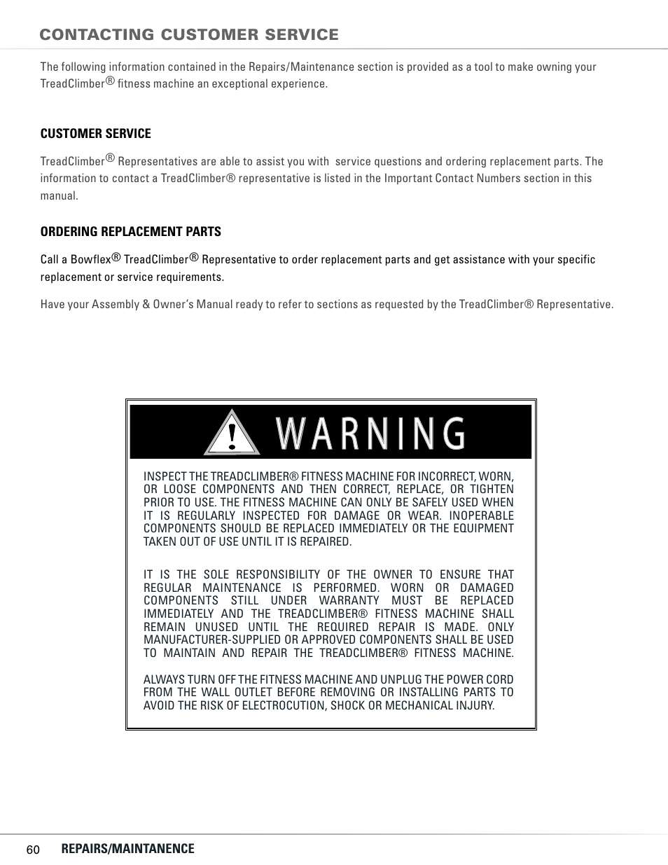 Bowflex TC5300 User Manual | Page 64 / 76