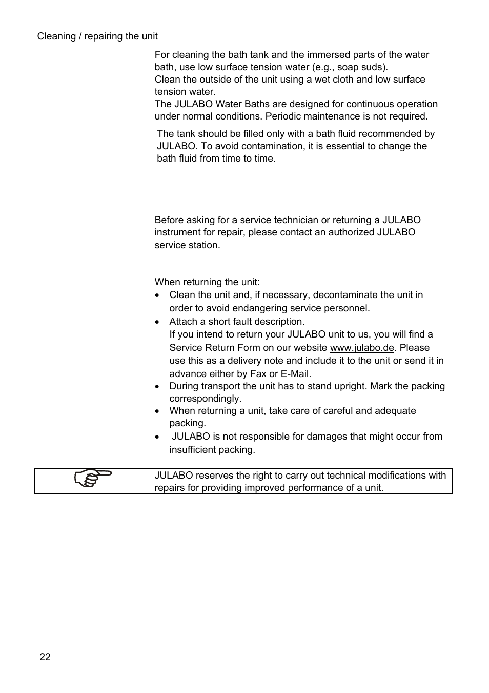 JULABO TW20 Water Baths User Manual | Page 22 / 22