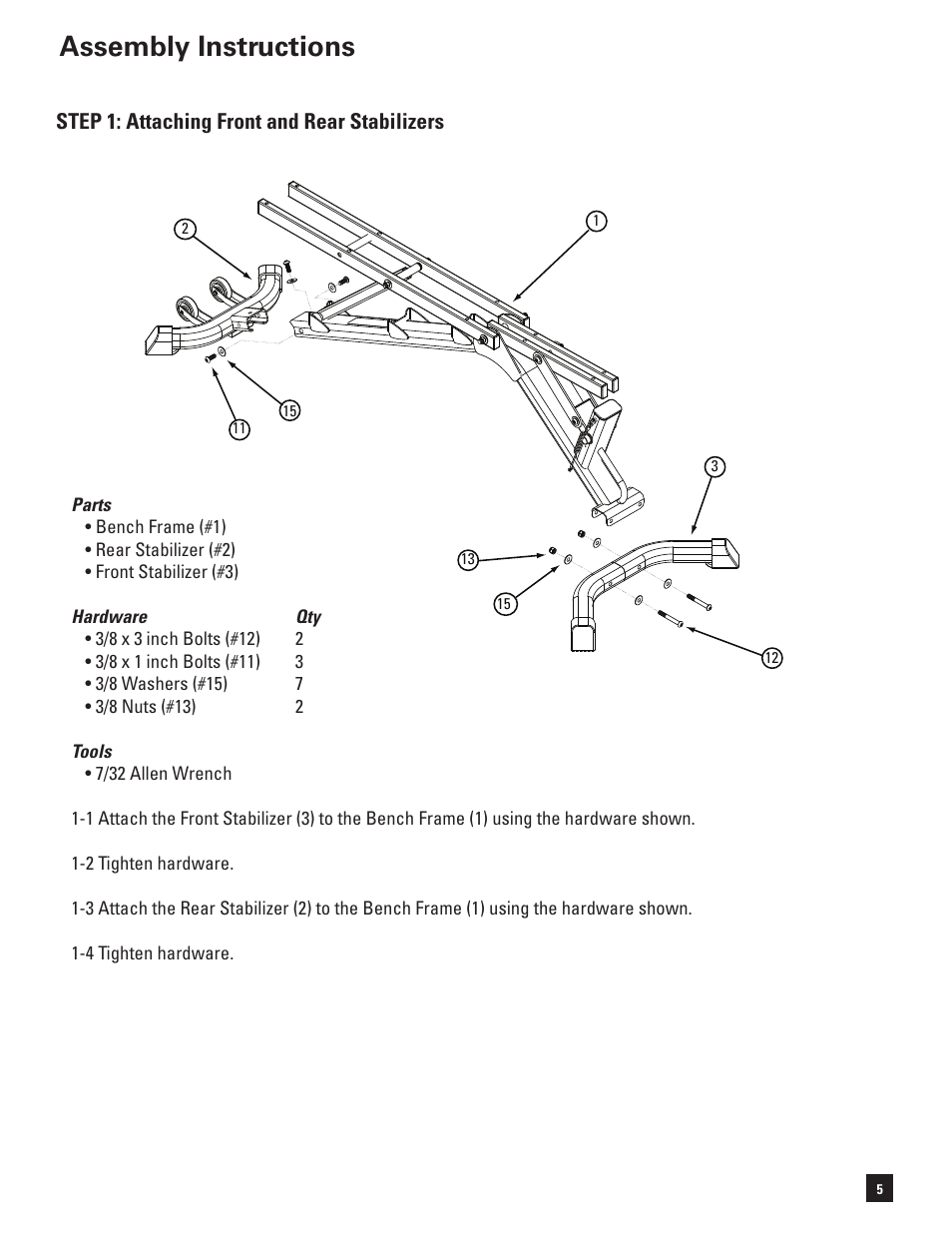 Assembly instructions | Bowflex SelectTech 3.1 Bench User Manual | Page 7 / 16