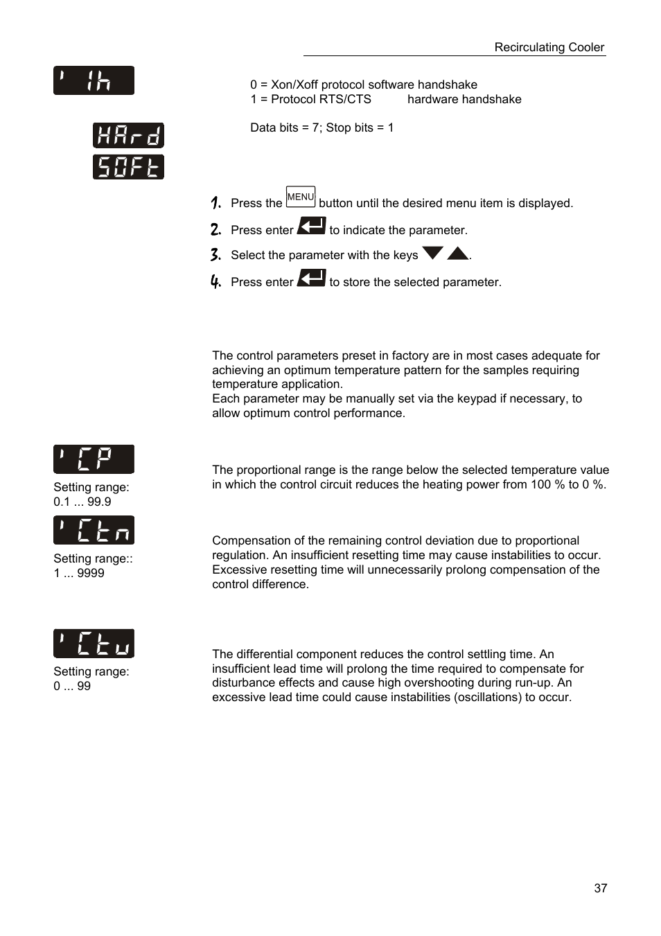 Control parameters – xp, tv, tn | JULABO SC 10000w Eco-Series Recirculating Coolers User Manual | Page 37 / 48
