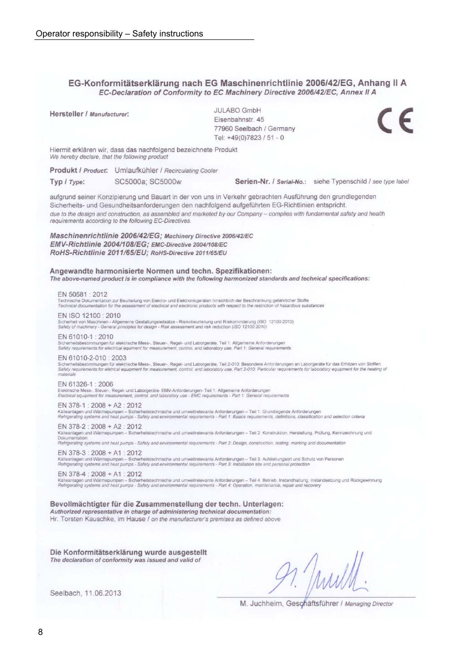 JULABO SC 10000w Eco-Series Recirculating Coolers User Manual | Page 8 / 48