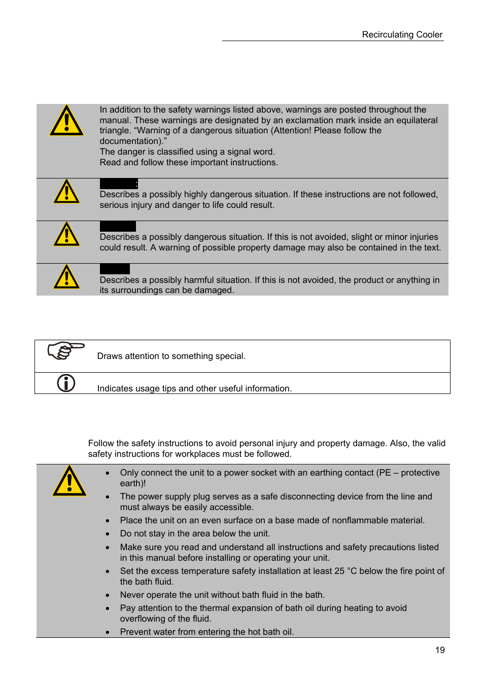 Safety instructions | JULABO SC 10000w Professional Series Recirculating Coolers User Manual | Page 19 / 77