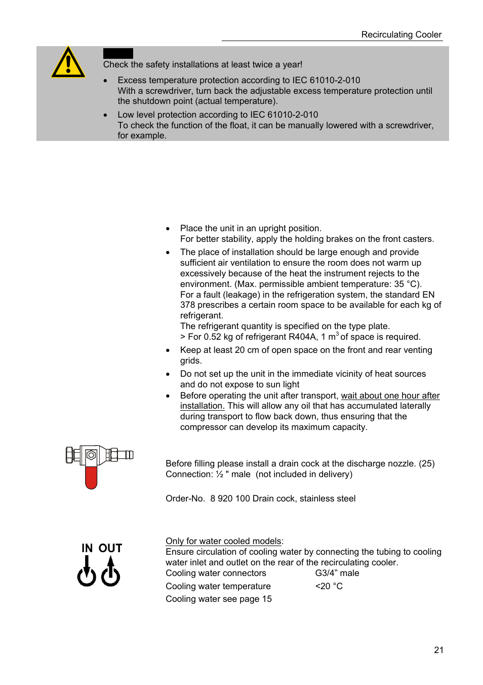 Preparations, Installation | JULABO SC 10000w Professional Series Recirculating Coolers User Manual | Page 21 / 77