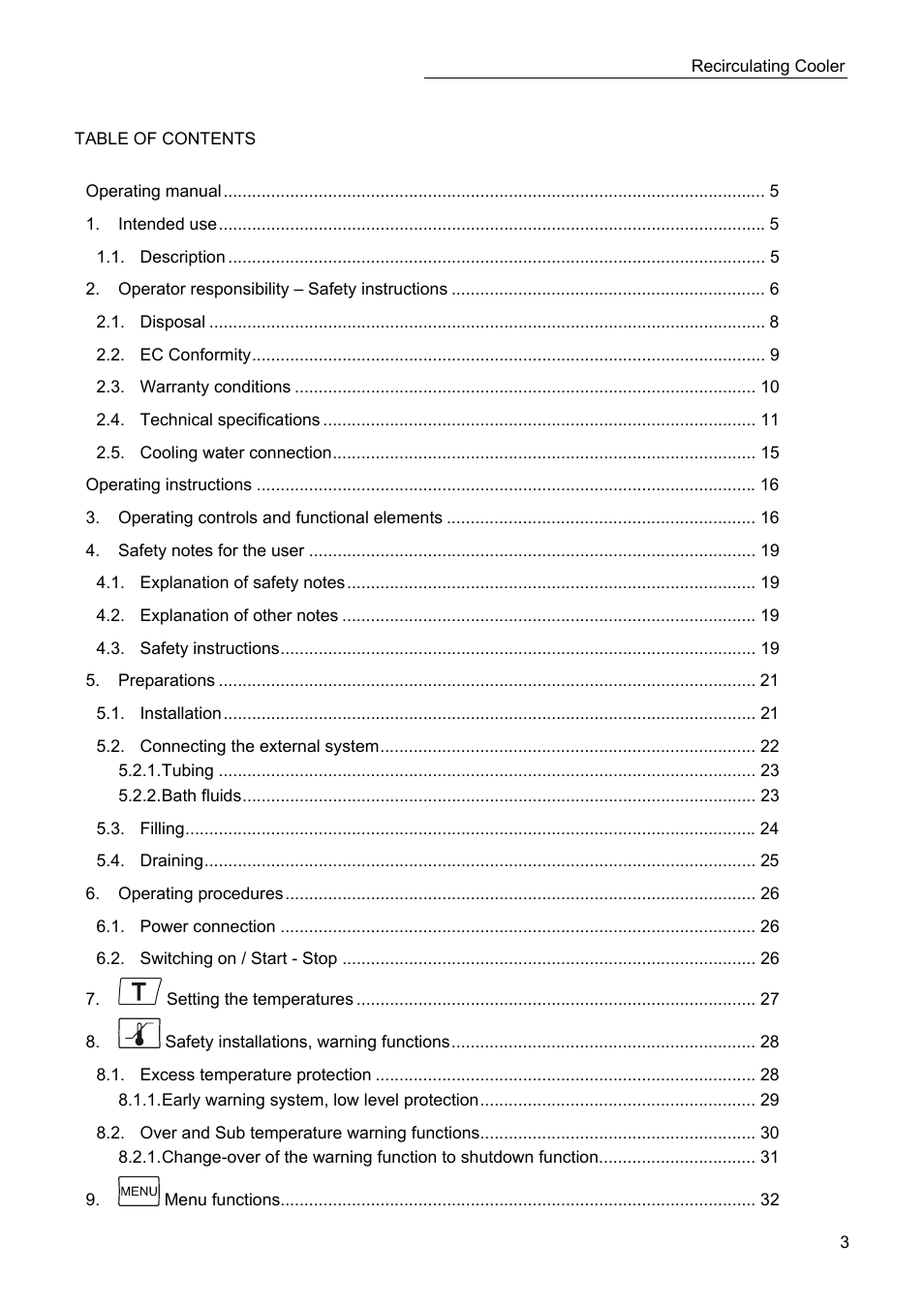 JULABO SC 10000w Professional Series Recirculating Coolers User Manual | Page 3 / 77