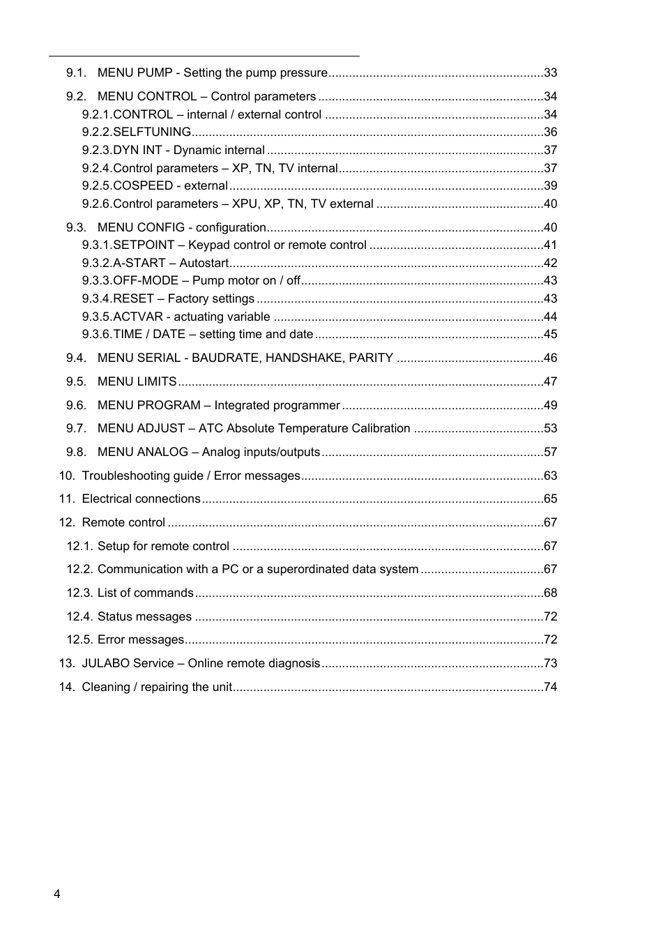 JULABO SC 10000w Professional Series Recirculating Coolers User Manual | Page 4 / 77