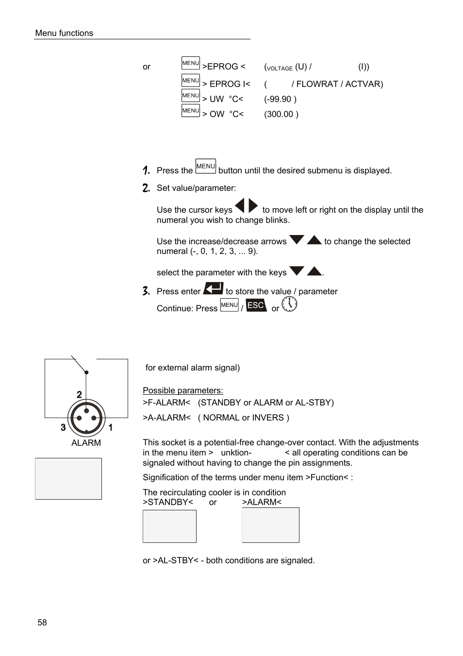F-alarm standby | JULABO SC 10000w Professional Series Recirculating Coolers User Manual | Page 58 / 77