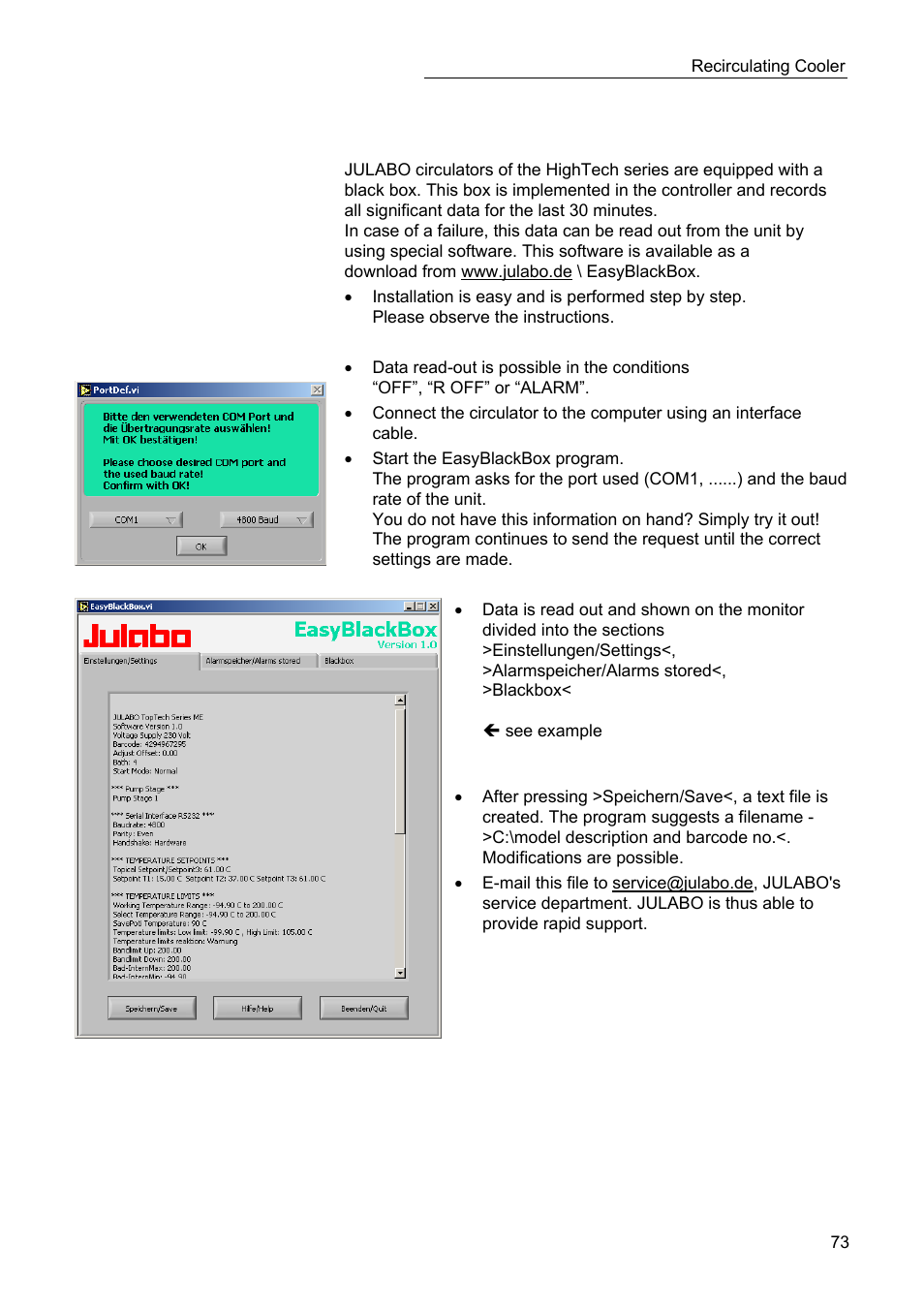 Julabo service – online remote diagnosis | JULABO SC 10000w Professional Series Recirculating Coolers User Manual | Page 73 / 77