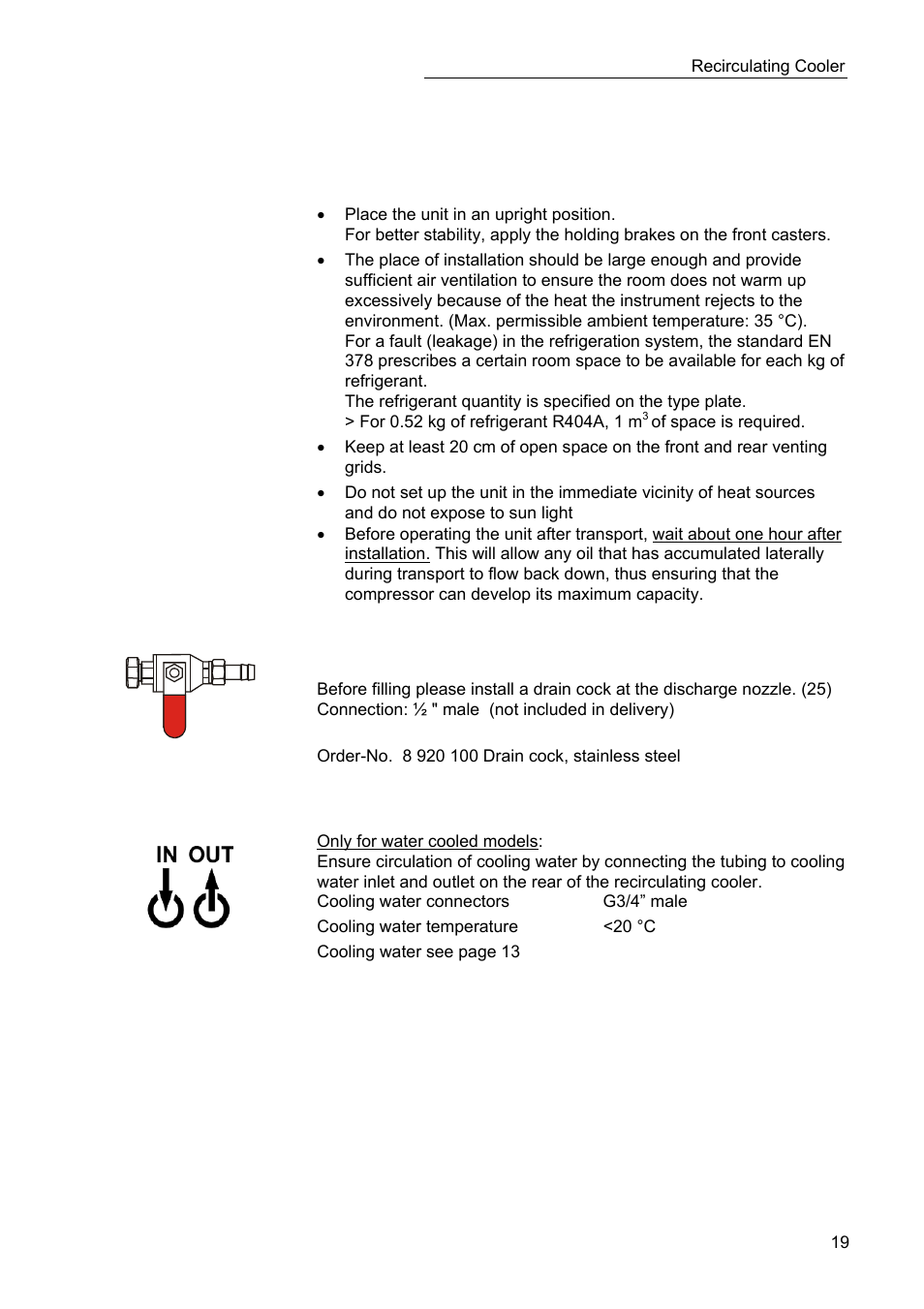 Preparations, Installation | JULABO SC 2500w Eco-Series Recirculating Coolers User Manual | Page 19 / 48