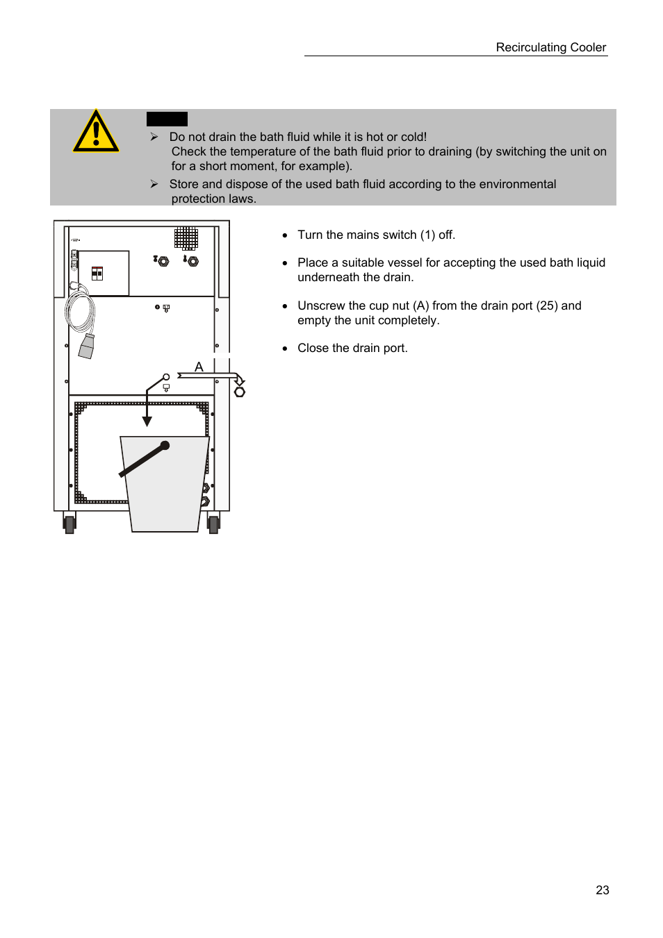 Draining | JULABO SC 2500w Eco-Series Recirculating Coolers User Manual | Page 23 / 48