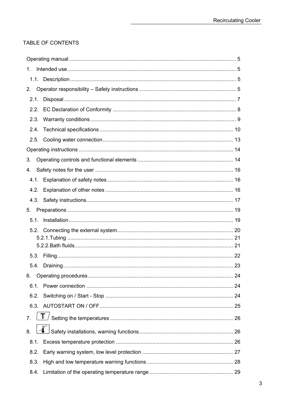 JULABO SC 2500w Eco-Series Recirculating Coolers User Manual | Page 3 / 48