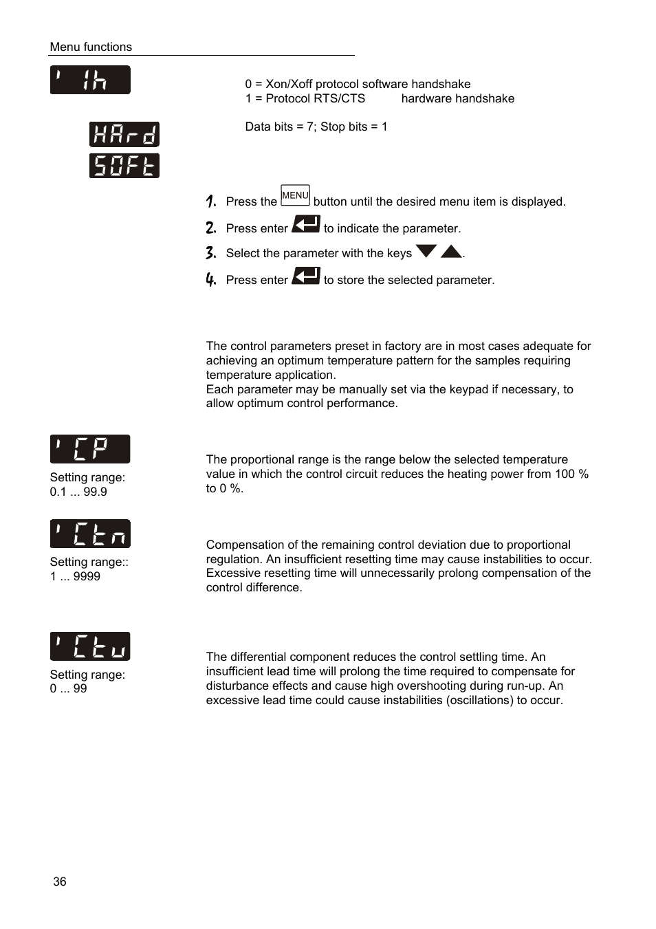 Control parameters – xp, tv, tn | JULABO SC 2500w Eco-Series Recirculating Coolers User Manual | Page 36 / 48
