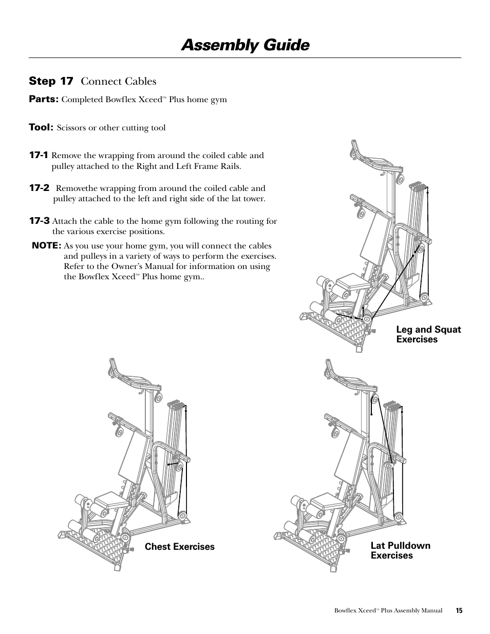 Assembly guide, Step 17 ..connect.cables | Bowflex Xceed Plus User Manual | Page 17 / 20