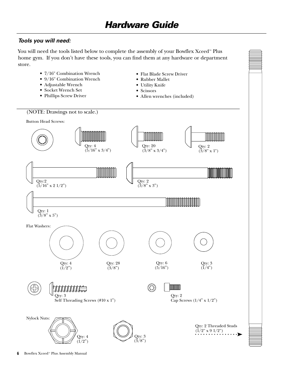 Hardware guide, Tools you will need | Bowflex Xceed Plus User Manual | Page 8 / 20