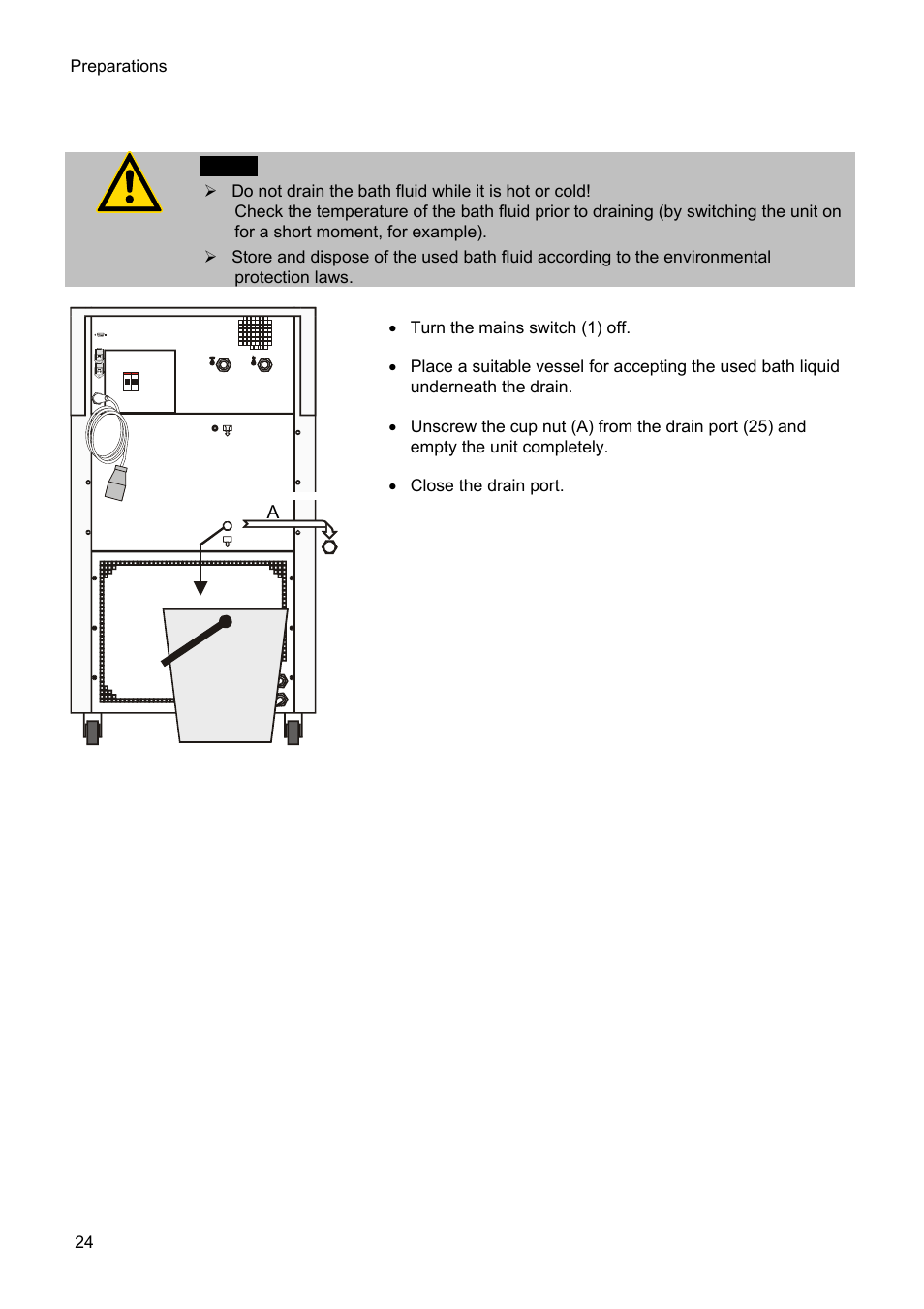 Draining | JULABO SC 2500w Professional Series Recirculating Coolers User Manual | Page 24 / 73