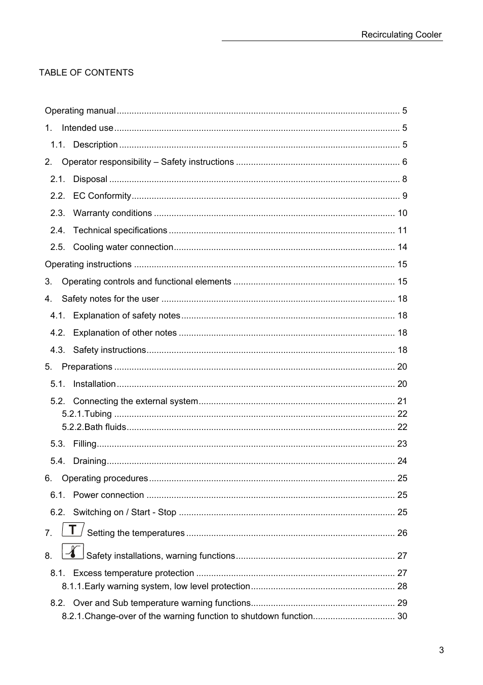 JULABO SC 2500w Professional Series Recirculating Coolers User Manual | Page 3 / 73