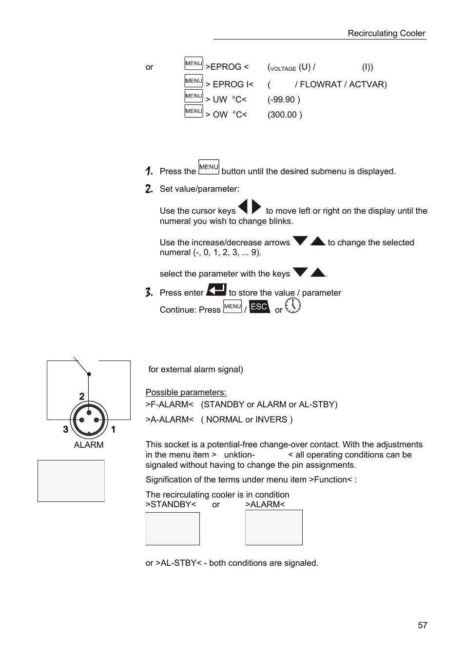 F-alarm standby | JULABO SC 2500w Professional Series Recirculating Coolers User Manual | Page 57 / 73