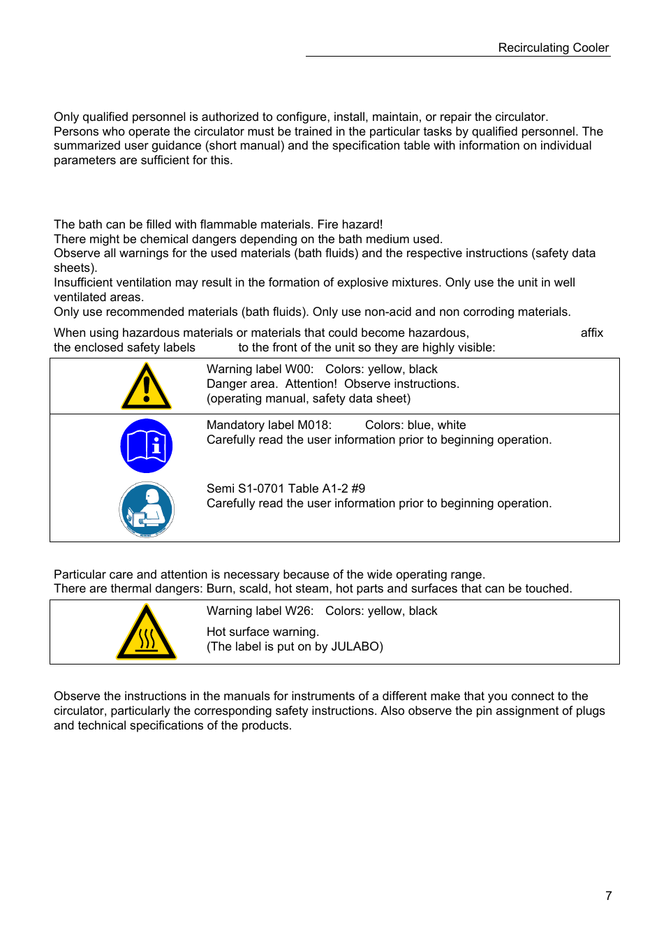 JULABO SC 2500w Professional Series Recirculating Coolers User Manual | Page 7 / 73