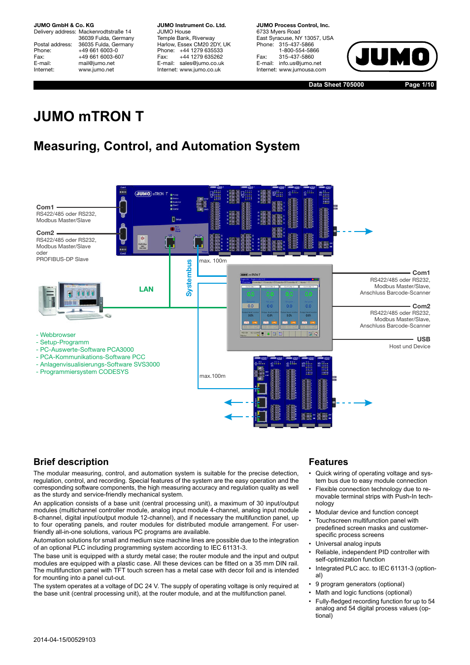 JUMO 705040 mTRON T - Router Module Data Sheet User Manual | 10 pages