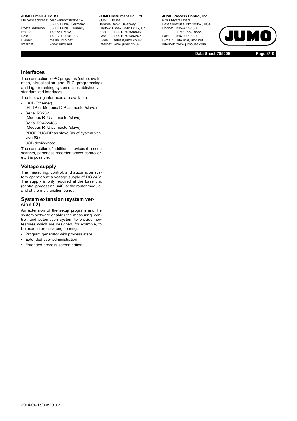 JUMO 705040 mTRON T - Router Module Data Sheet User Manual | Page 3 / 10