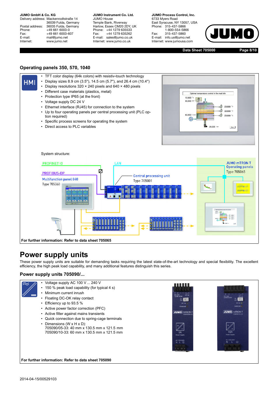 Power supply units | JUMO 705040 mTRON T - Router Module Data Sheet User Manual | Page 8 / 10