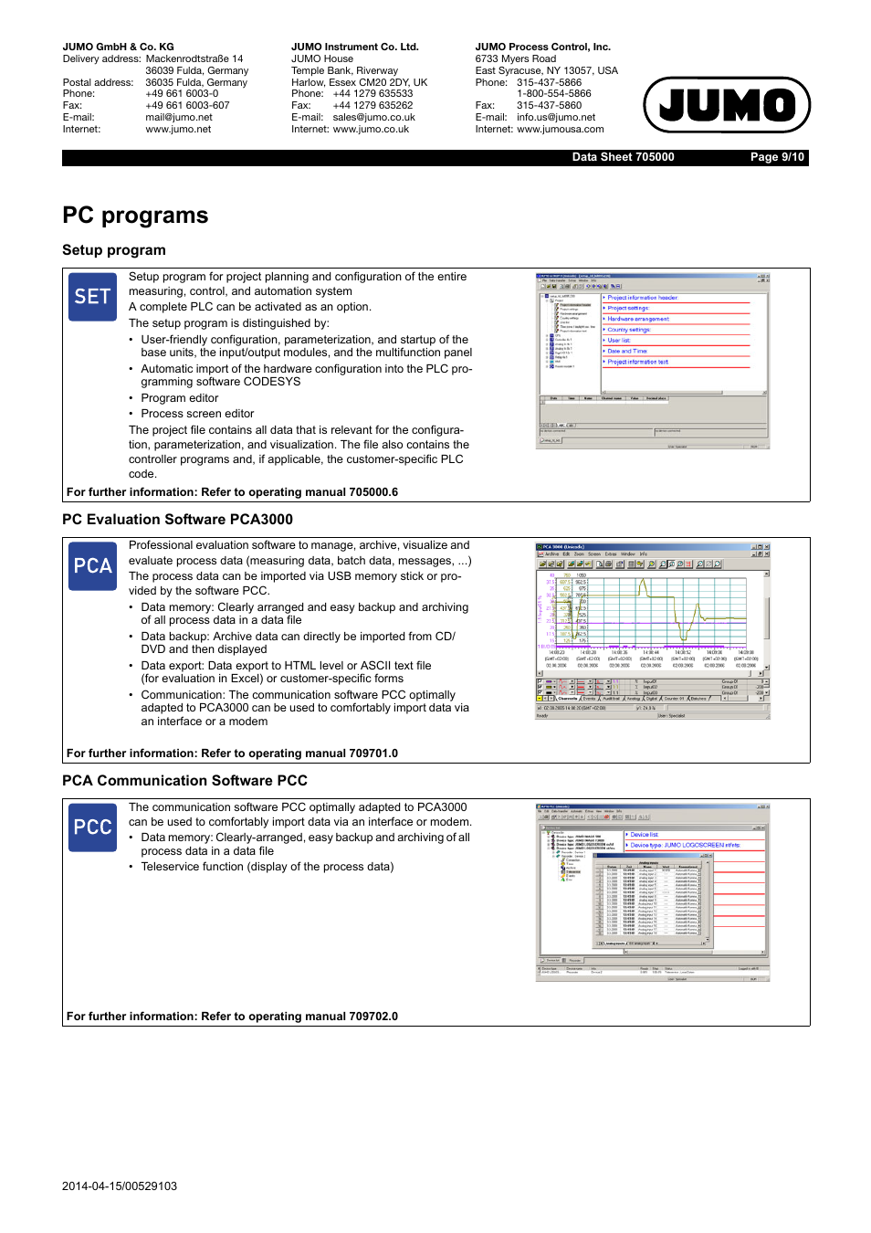 Pc programs | JUMO 705040 mTRON T - Router Module Data Sheet User Manual | Page 9 / 10