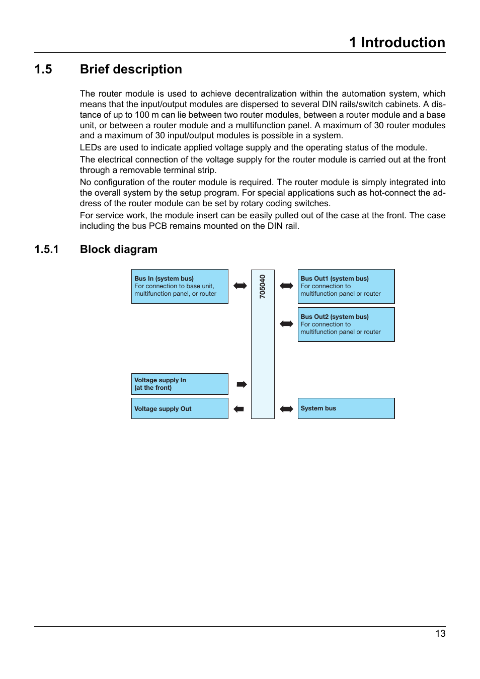 5 brief description, 1 block diagram, Brief description | 1 introduction | JUMO 705040 mTRON T - Router Module Installation Instructions User Manual | Page 13 / 34