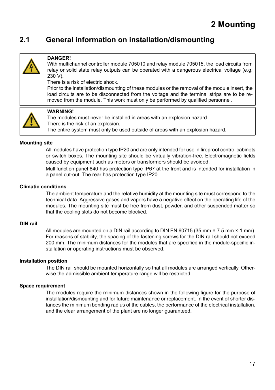 2 mounting, 1 general information on installation/dismounting, Mounting | General information on installation/dismounting | JUMO 705040 mTRON T - Router Module Installation Instructions User Manual | Page 17 / 34