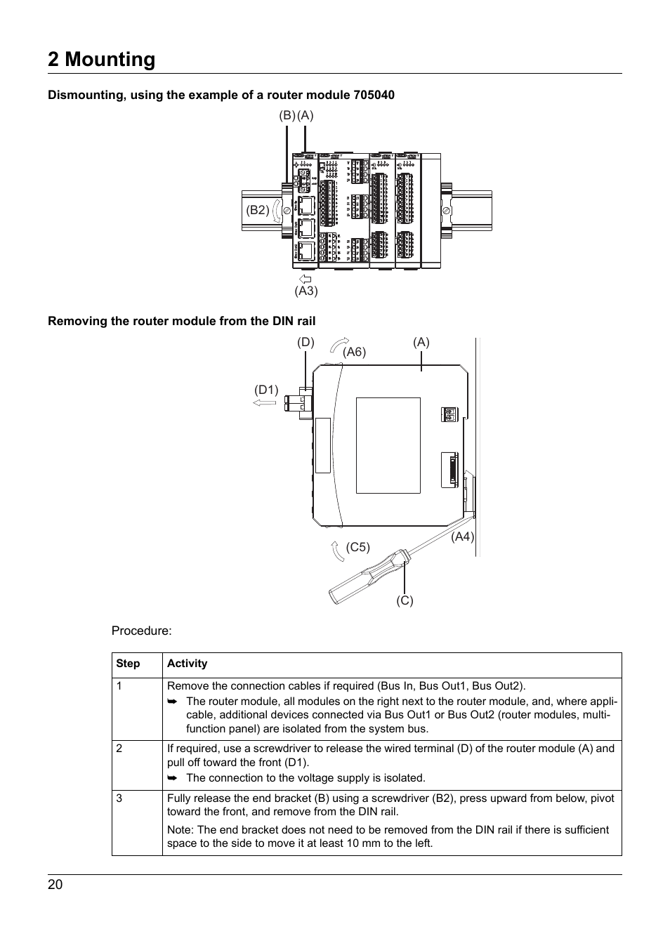 2 mounting | JUMO 705040 mTRON T - Router Module Installation Instructions User Manual | Page 20 / 34