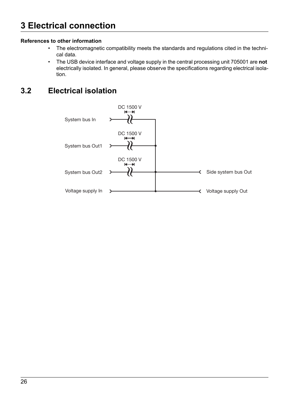 2 electrical isolation, Electrical isolation, 3 electrical connection | JUMO 705040 mTRON T - Router Module Installation Instructions User Manual | Page 26 / 34