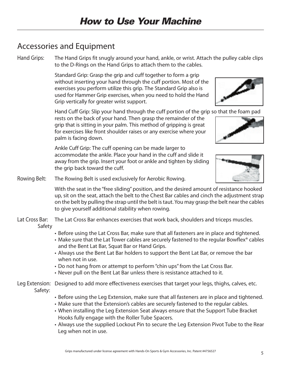 How to use your machine, Accessories and equipment | Bowflex Elite™ home gym User Manual | Page 29 / 92
