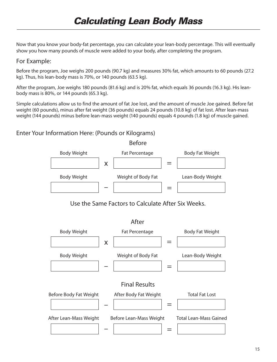 Calculating lean body mass | Bowflex Elite™ home gym User Manual | Page 39 / 92