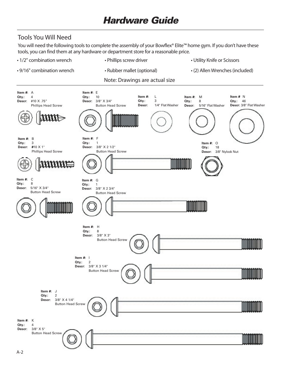 Hardware guide, Tools you will need | Bowflex Elite™ home gym User Manual | Page 4 / 92
