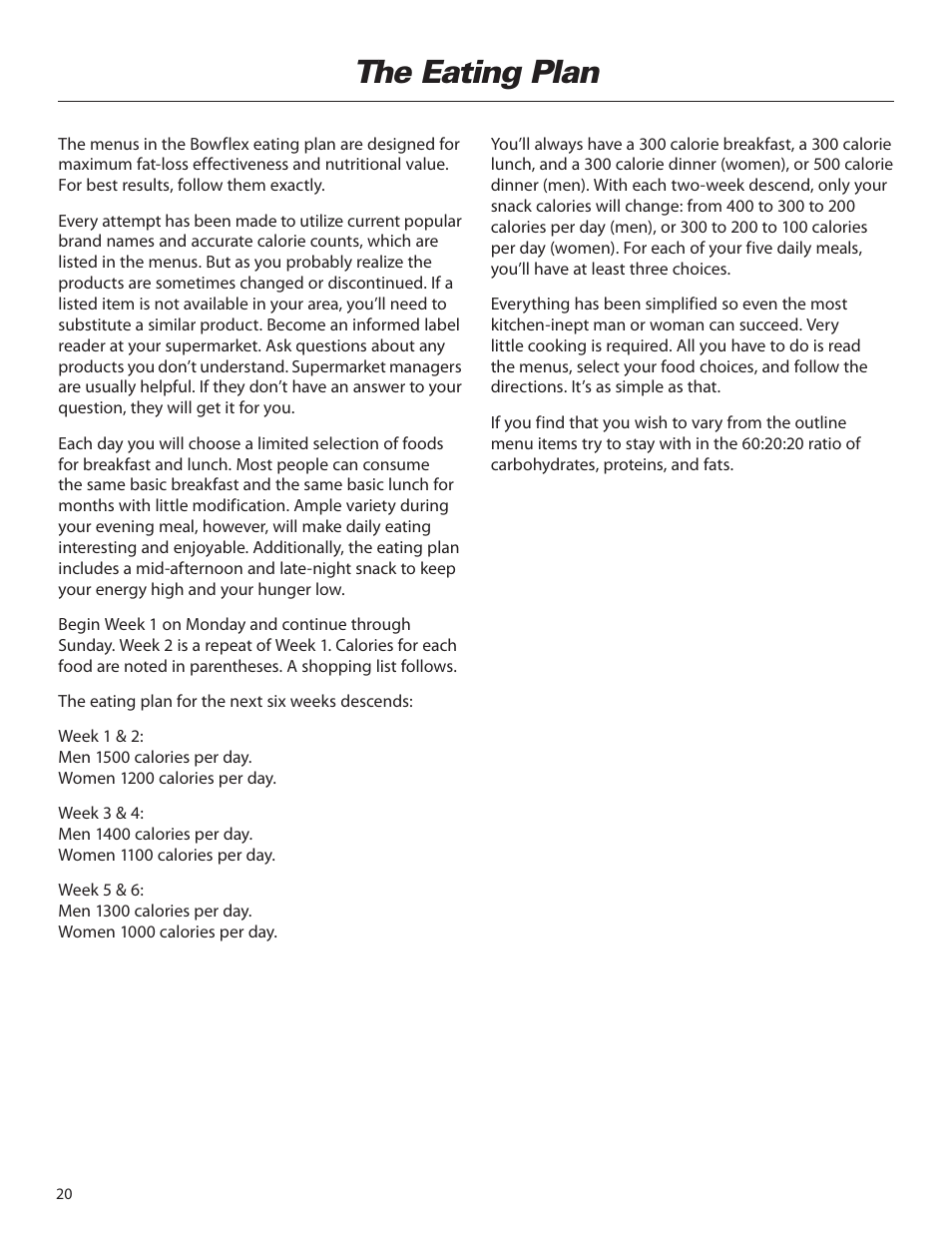 The eating plan | Bowflex Elite™ home gym User Manual | Page 44 / 92