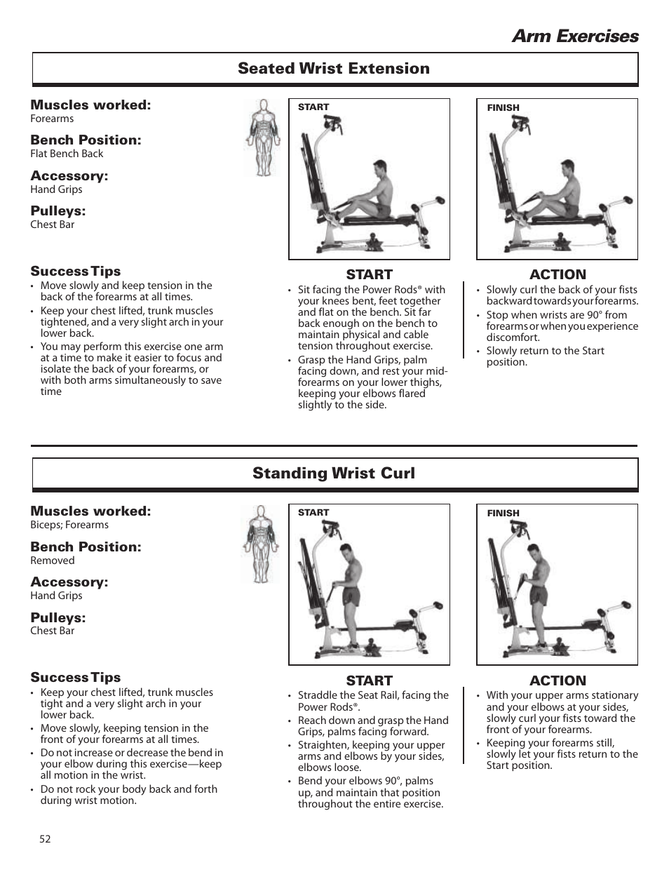 Arm exercises, Seated wrist extension standing wrist curl | Bowflex Elite™ home gym User Manual | Page 76 / 92