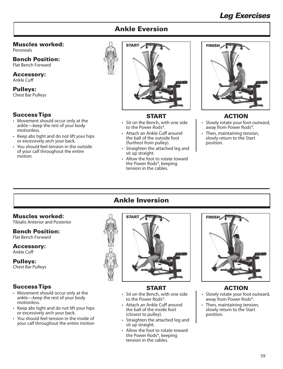 Leg exercises, Ankle eversion ankle inversion | Bowflex Elite™ home gym User Manual | Page 83 / 92