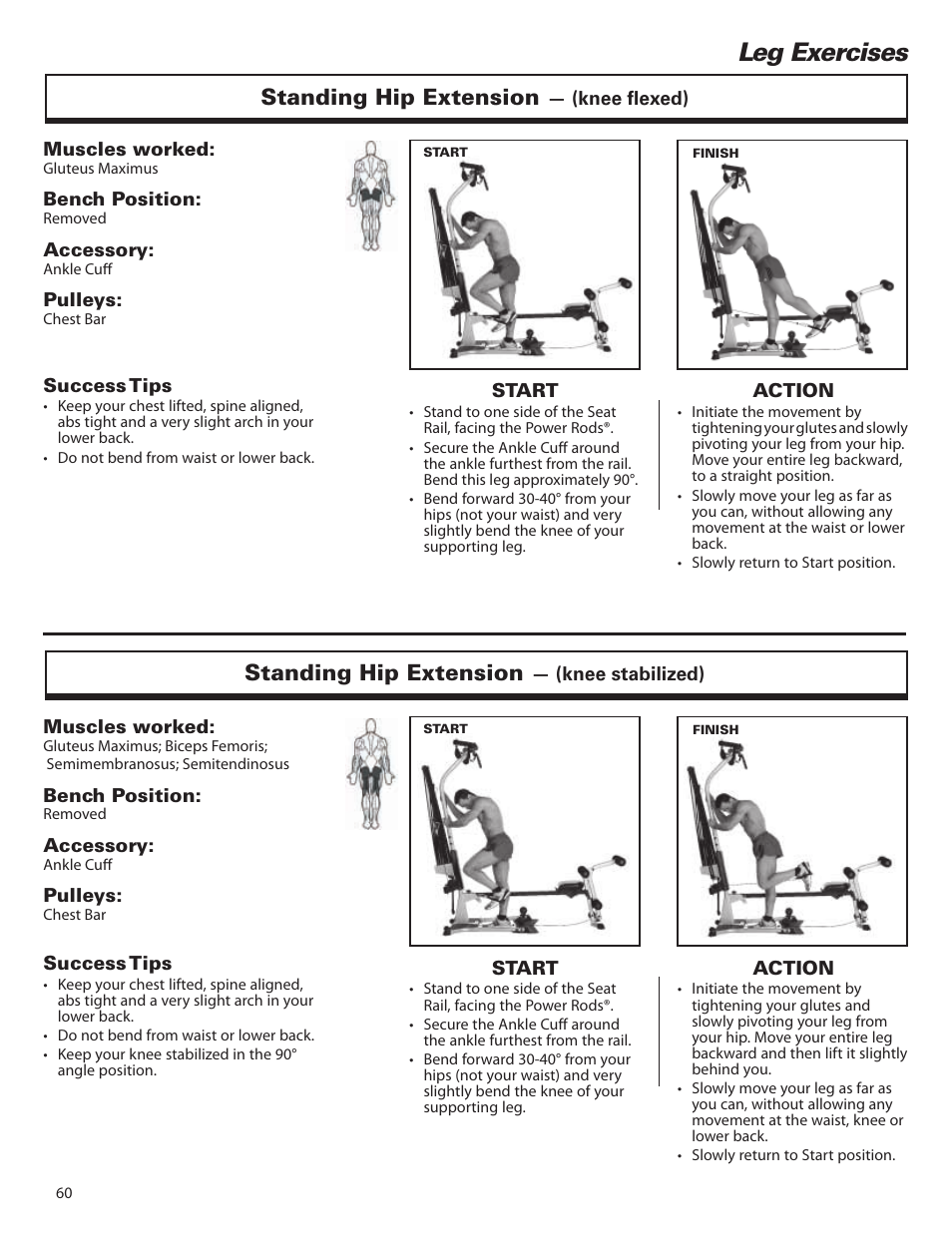 Leg exercises, Standing hip extension | Bowflex Elite™ home gym User Manual | Page 84 / 92