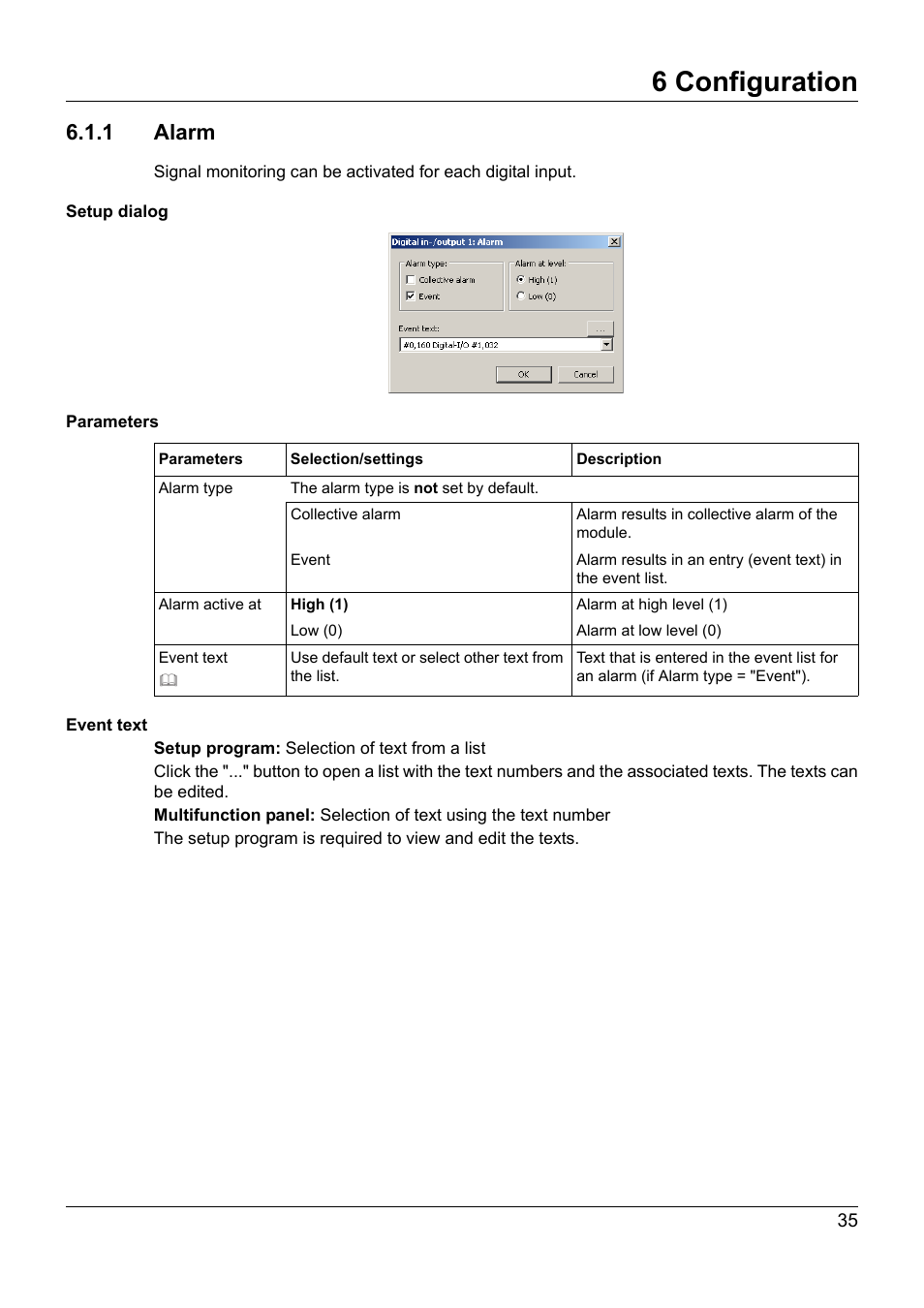 1 alarm, 6 configuration | JUMO 705030 mTRON T - Digital Input/Output Module Operating Manual User Manual | Page 35 / 50