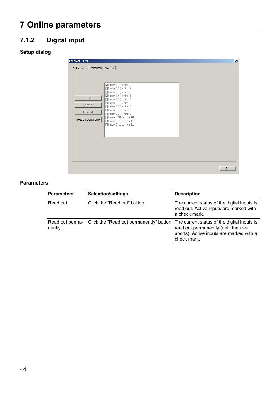 2 digital input, 7 online parameters | JUMO 705030 mTRON T - Digital Input/Output Module Operating Manual User Manual | Page 44 / 50