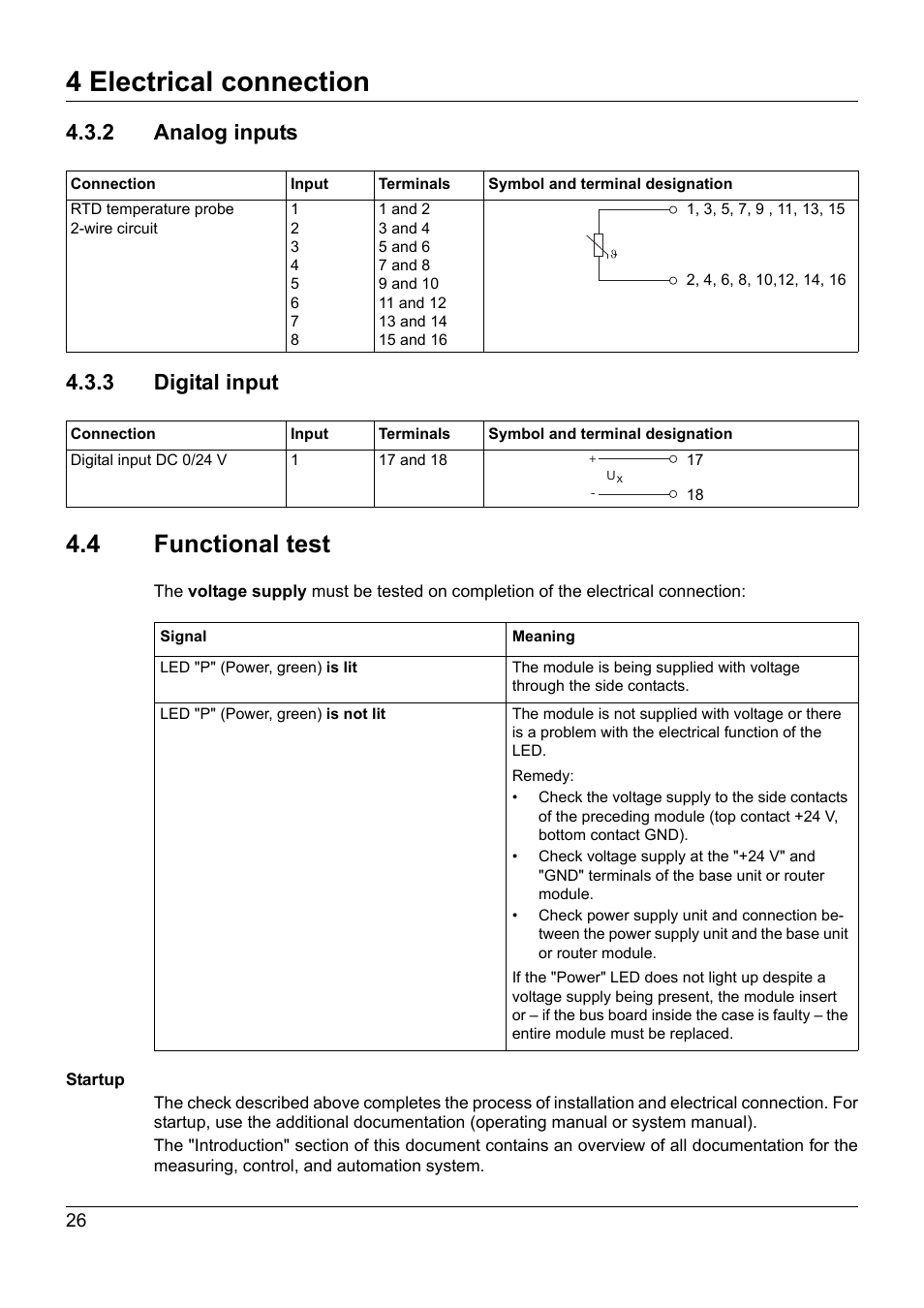 2 analog inputs, 3 digital input, 4 functional test | Digital input, Functional test, 4 electrical connection, 2 analog inputs 4.3.3 digital input | JUMO 705021 mTRON T - Analog Input Module, 8-Ch. Operating Manual User Manual | Page 26 / 56