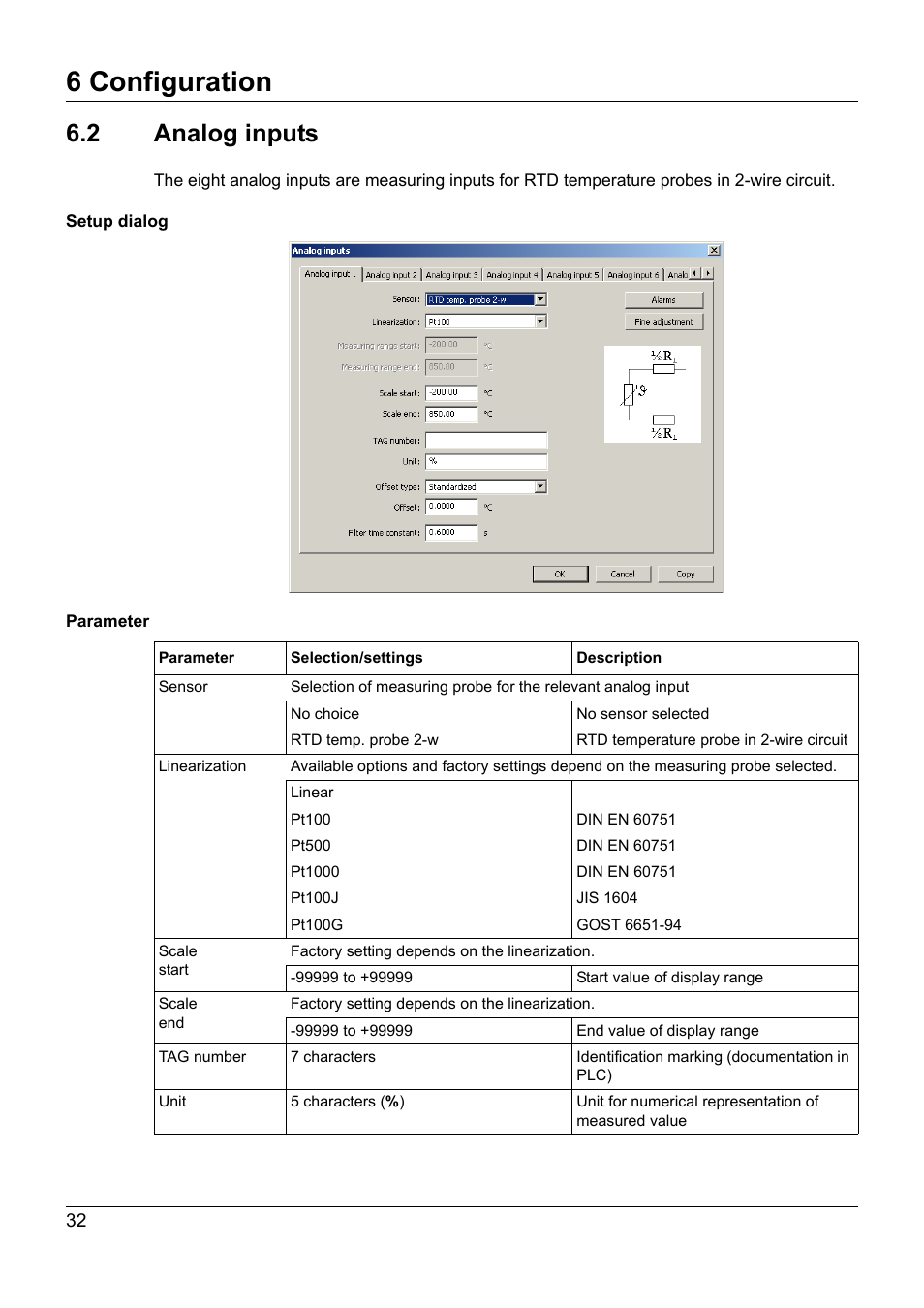 2 analog inputs, Analog inputs, 6 configuration | JUMO 705021 mTRON T - Analog Input Module, 8-Ch. Operating Manual User Manual | Page 32 / 56