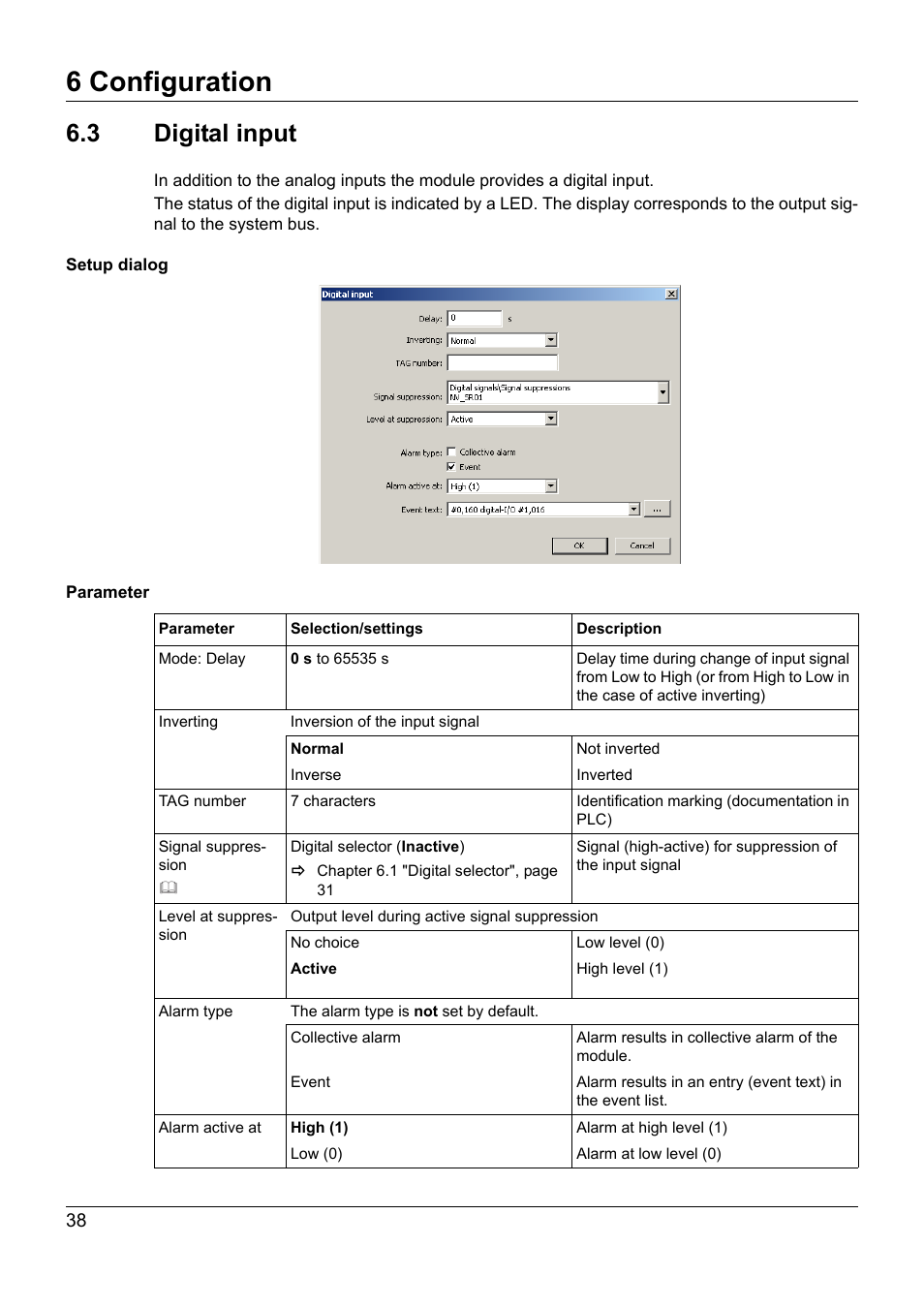 3 digital input, Digital input, 6 configuration | JUMO 705021 mTRON T - Analog Input Module, 8-Ch. Operating Manual User Manual | Page 38 / 56
