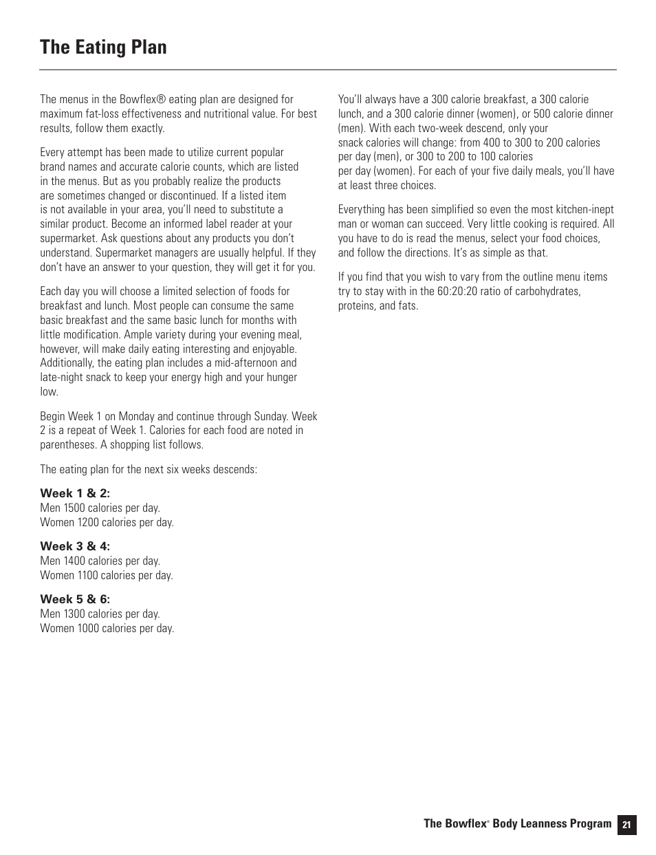 The eating plan | Bowflex Motivator 2 User Manual | Page 23 / 66