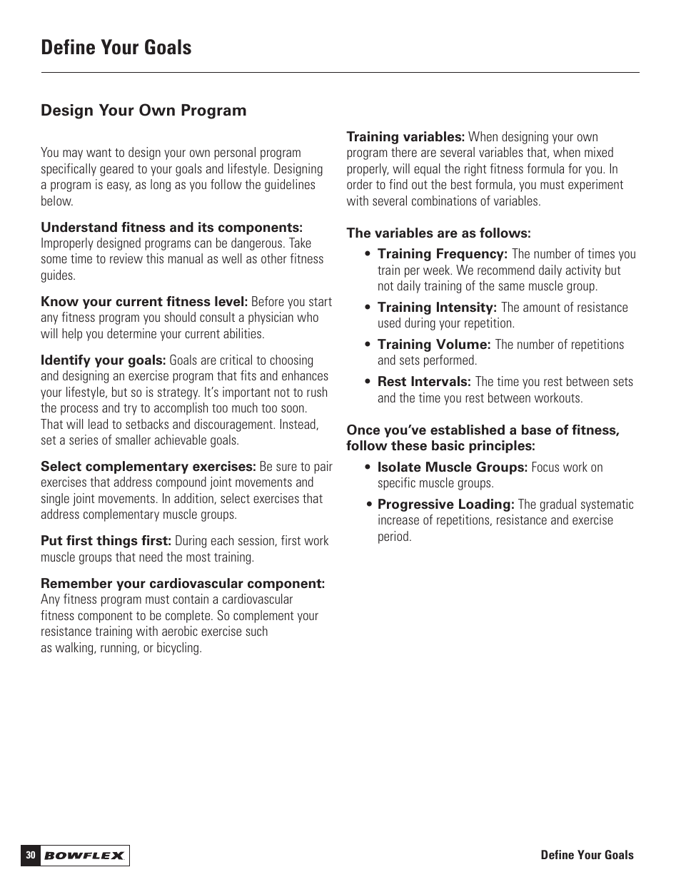 Define your goals | Bowflex Motivator 2 User Manual | Page 32 / 66