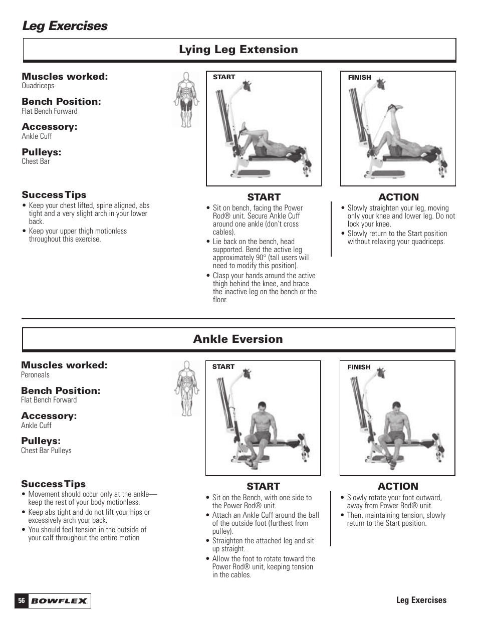 Leg exercises, Lying leg extension, Ankle eversion | Bowflex Motivator 2 User Manual | Page 58 / 66