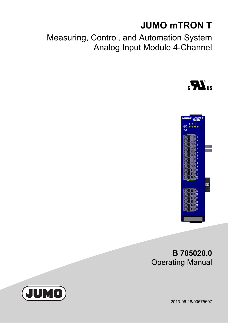 JUMO 705020 mTRON T - Analog Input Module, 4-Ch. Operating Manual User Manual | 70 pages