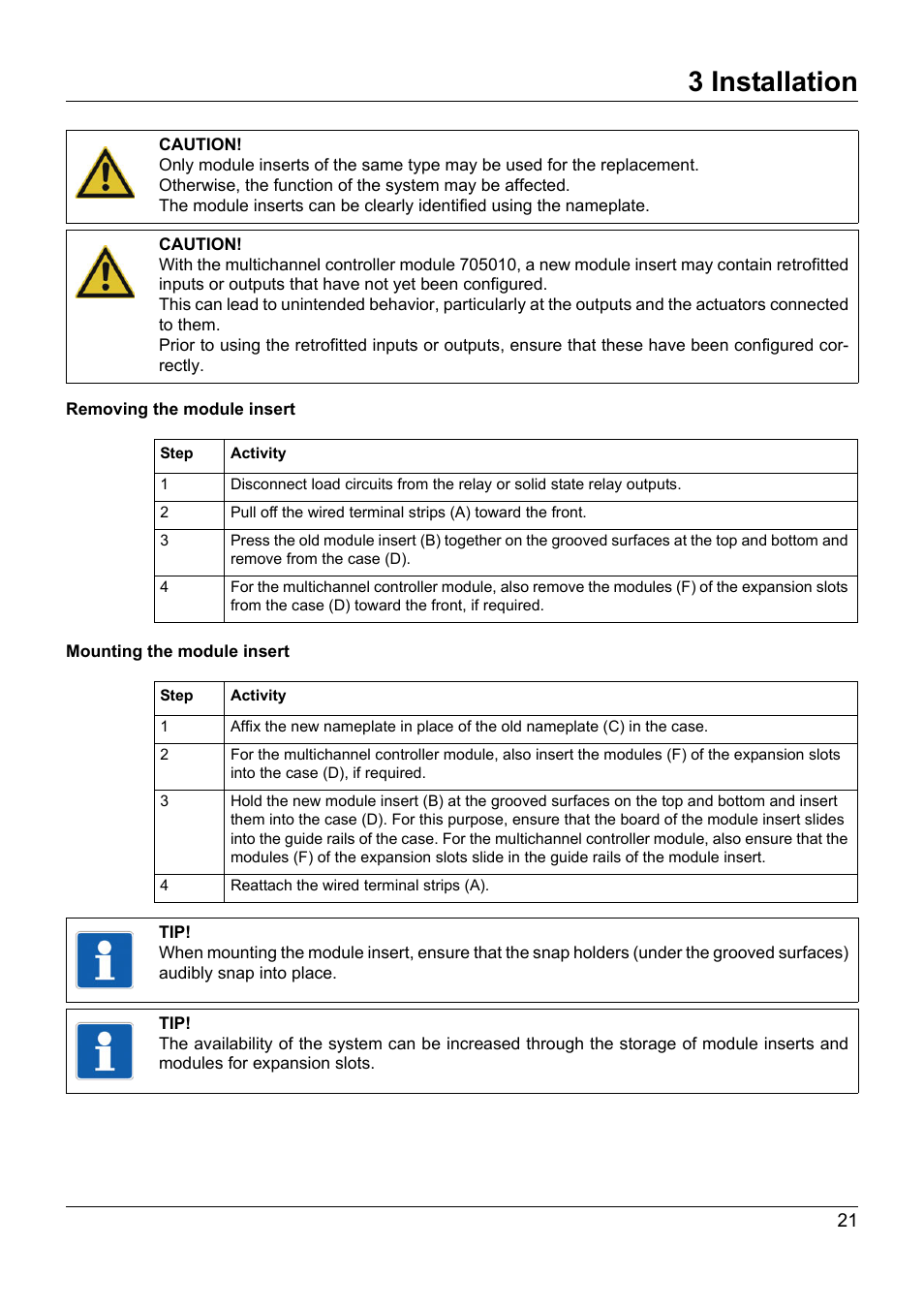 3 installation | JUMO 705020 mTRON T - Analog Input Module, 4-Ch. Operating Manual User Manual | Page 21 / 70