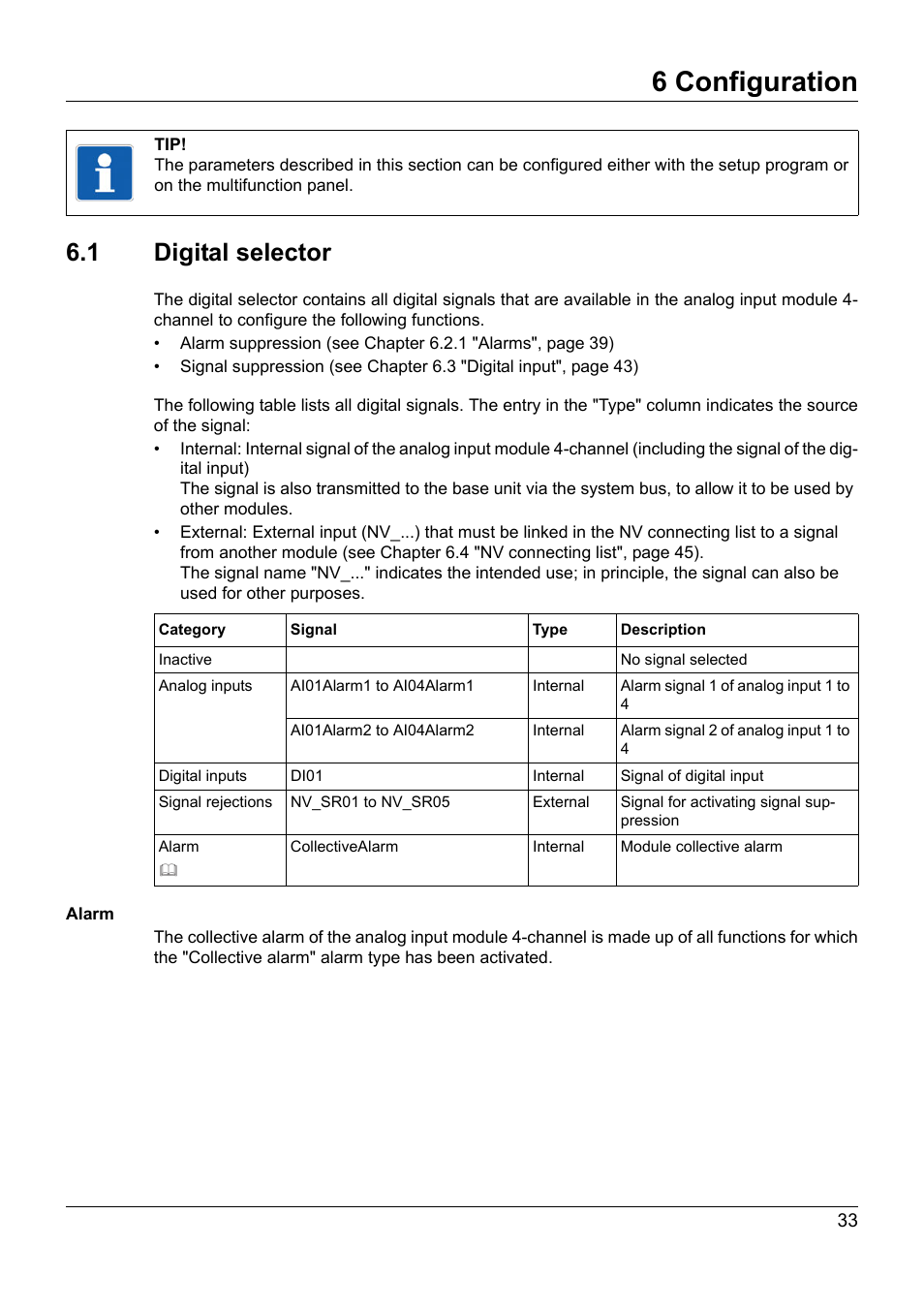 6 configuration, 1 digital selector, Configuration | Digital selector | JUMO 705020 mTRON T - Analog Input Module, 4-Ch. Operating Manual User Manual | Page 33 / 70